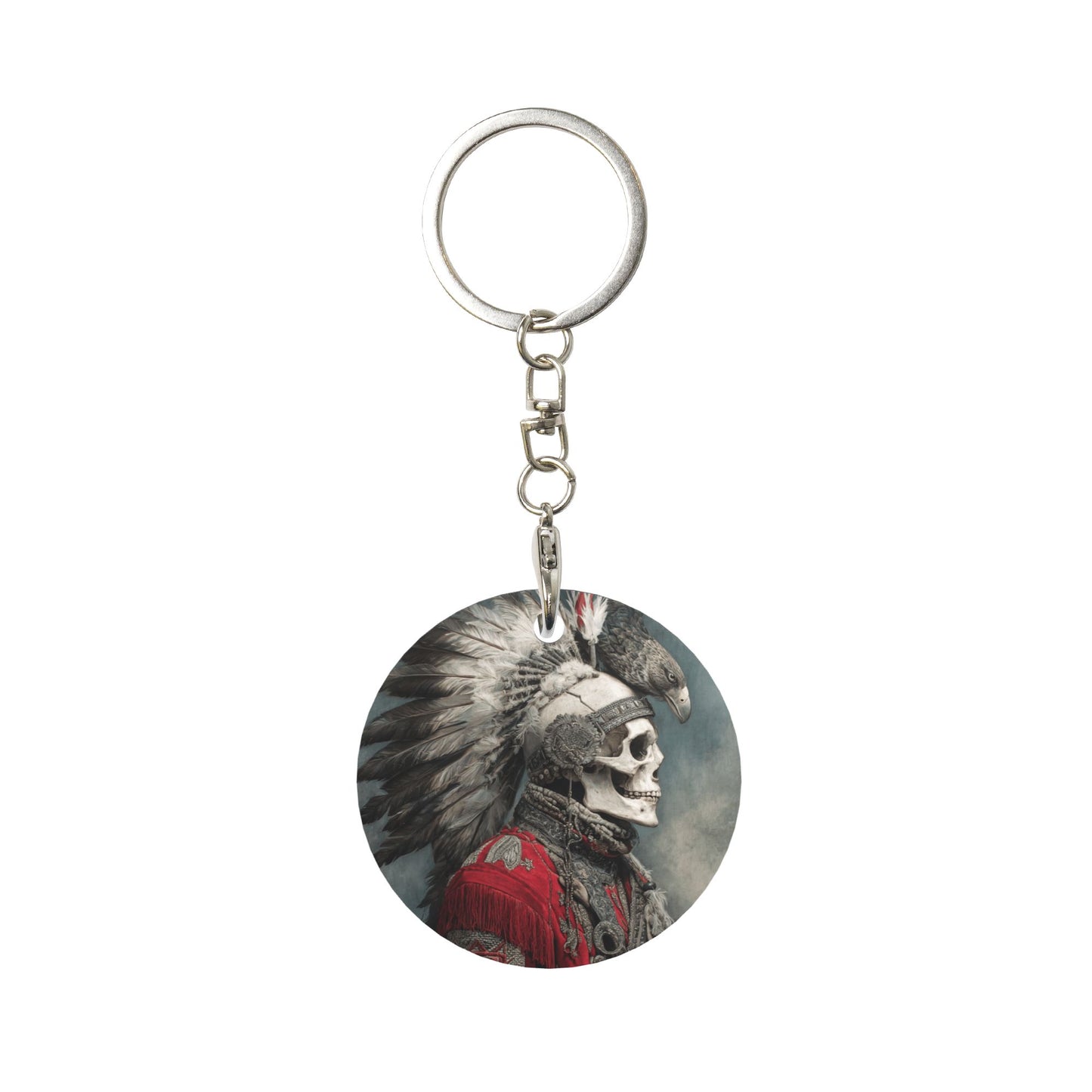 Vintage Indian - Style Round Metal Keychain (Approx. 7cm×5cm×3cm in Size )