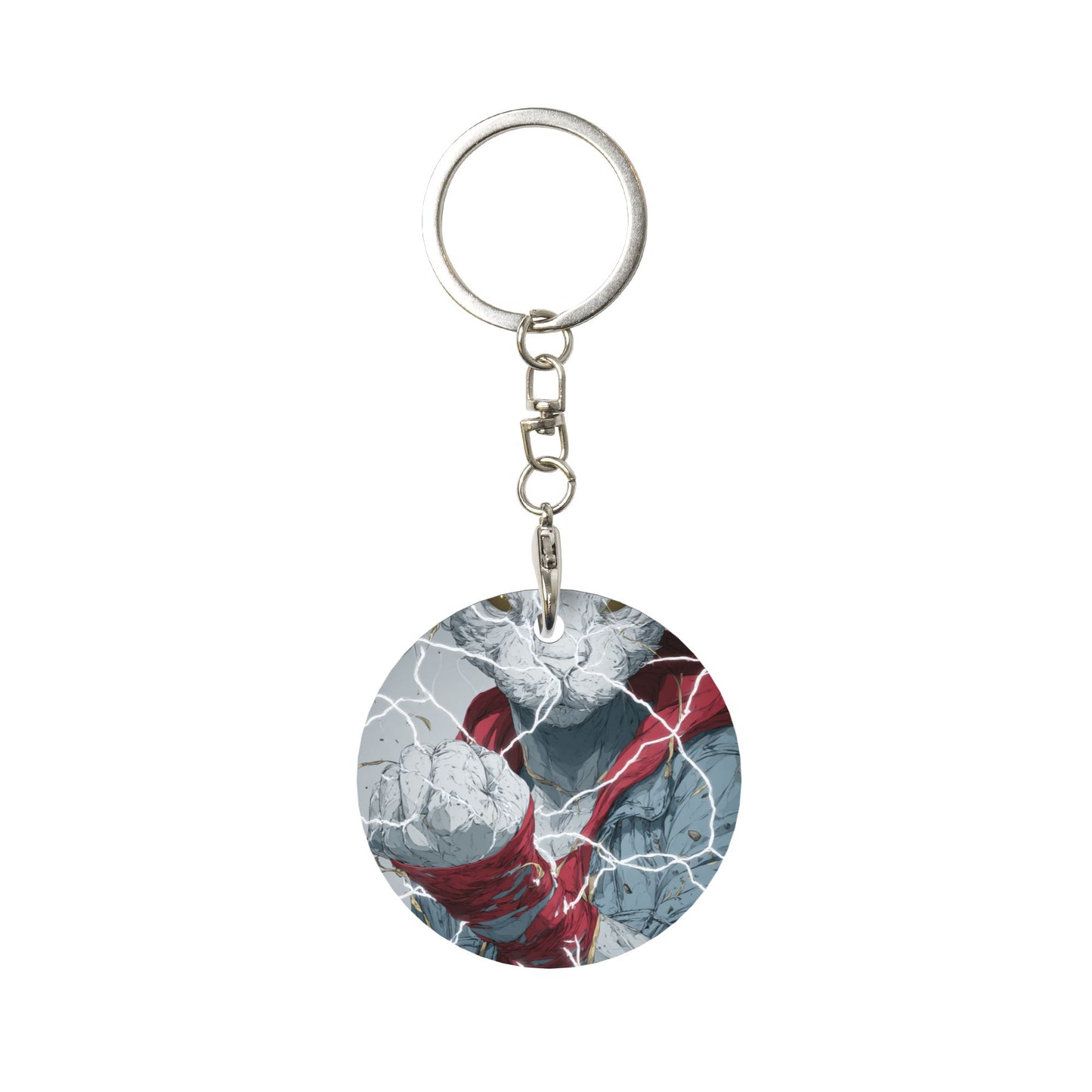 Trendy Lightning Cat Round Metal Keychain (Approx. 7cm×5cm×3cm in Size )