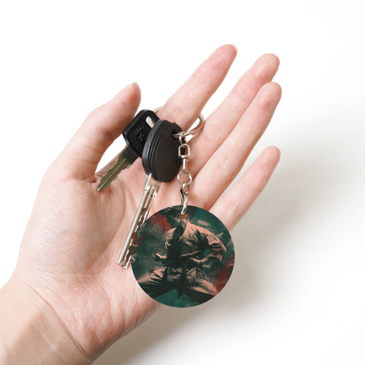 Martial Arts - Style Round Metal Keychain (Approx. 7cm×5cm×3cm in Size )