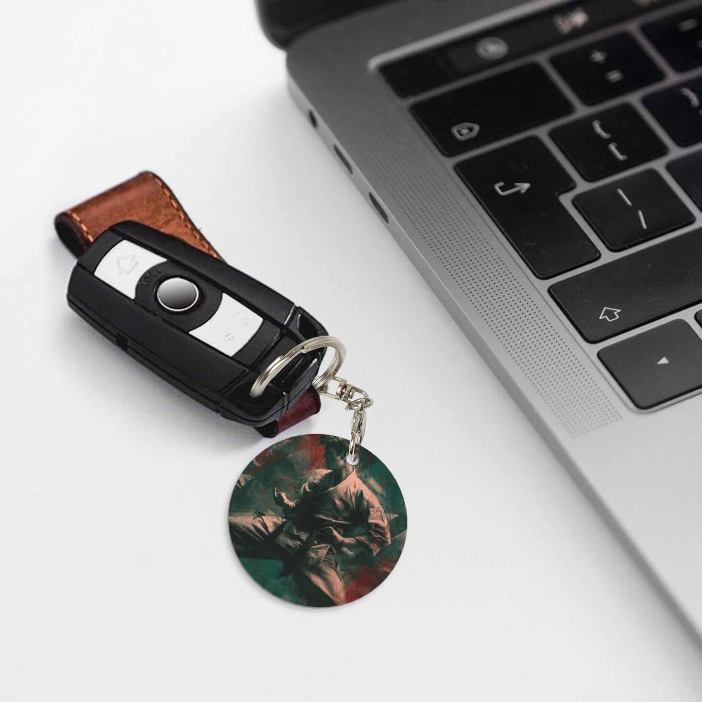Martial Arts - Style Round Metal Keychain (Approx. 7cm×5cm×3cm in Size )