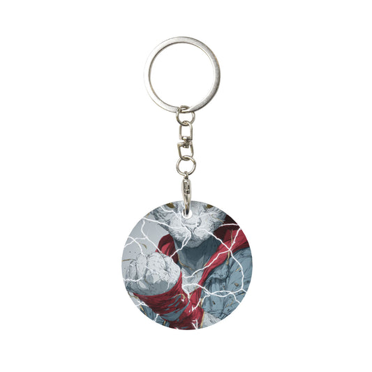 Trendy Lightning Cat Round Metal Keychain (Approx. 7cm×5cm×3cm in Size )